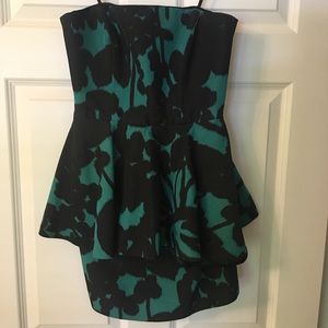 Milly Black & Teal Peplum Mini Dress